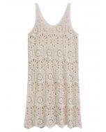 Bohemian Cutwork Crochet Cover-Up Dress in Cream