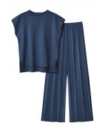 Daily Comfort Sleeveless Top and Straight-Leg Pants Set in Navy