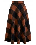 Rustic Fall Charm Check Flare Skirt