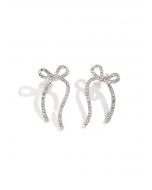 Rhinestone Insert Bowknot Earrings in Silver