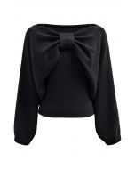 Mesmerizing Bowknot Cami Top and Sweater Set in Black