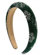 Snowflake Rhinestone Sponge Headband in Green