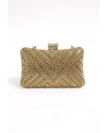 Fancy Rhinestone Overlay Clutch in Champagne