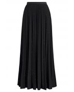 Twinkling Night Pleated Maxi Skirt in Black