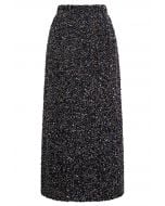 Chromatic Sequins Pencil Maxi Skirt in Black