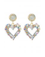 Colorful Rhinestone Heart Earrings