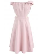 Keep on Dancing Off-Shoulder Dress in Candy Pink