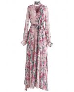 Floral Endearment Chiffon Maxi Dress in Pink