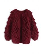 Knit Your Love Cardigan in Wine For Kids