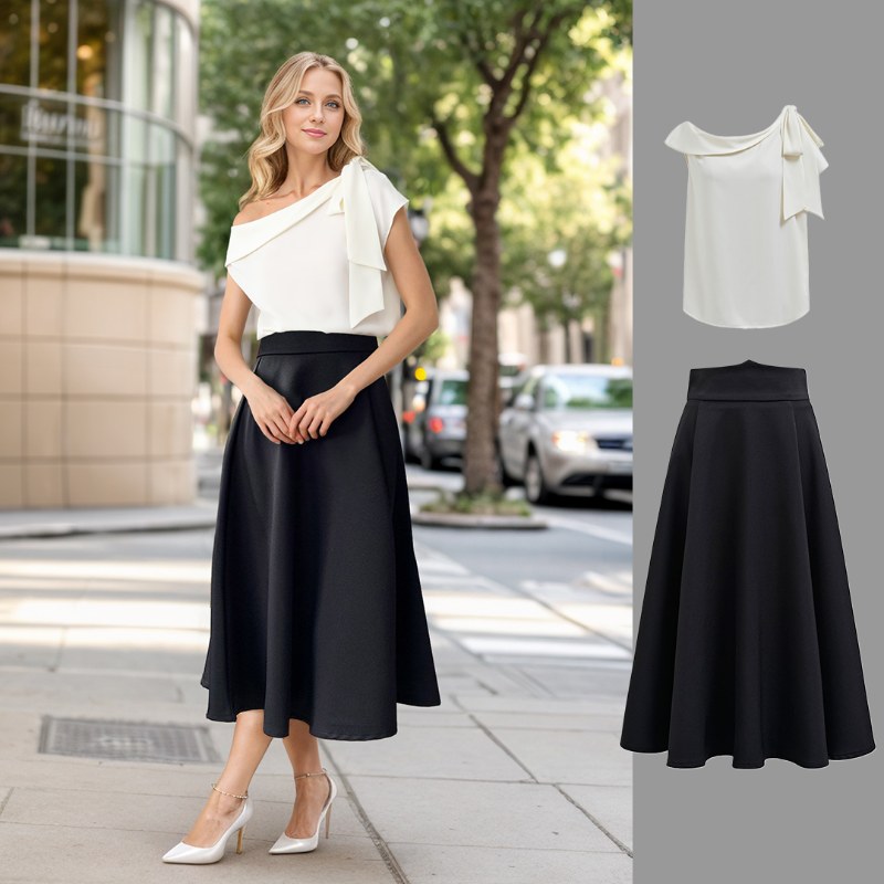 High waisted a line midi skirt style hotsell